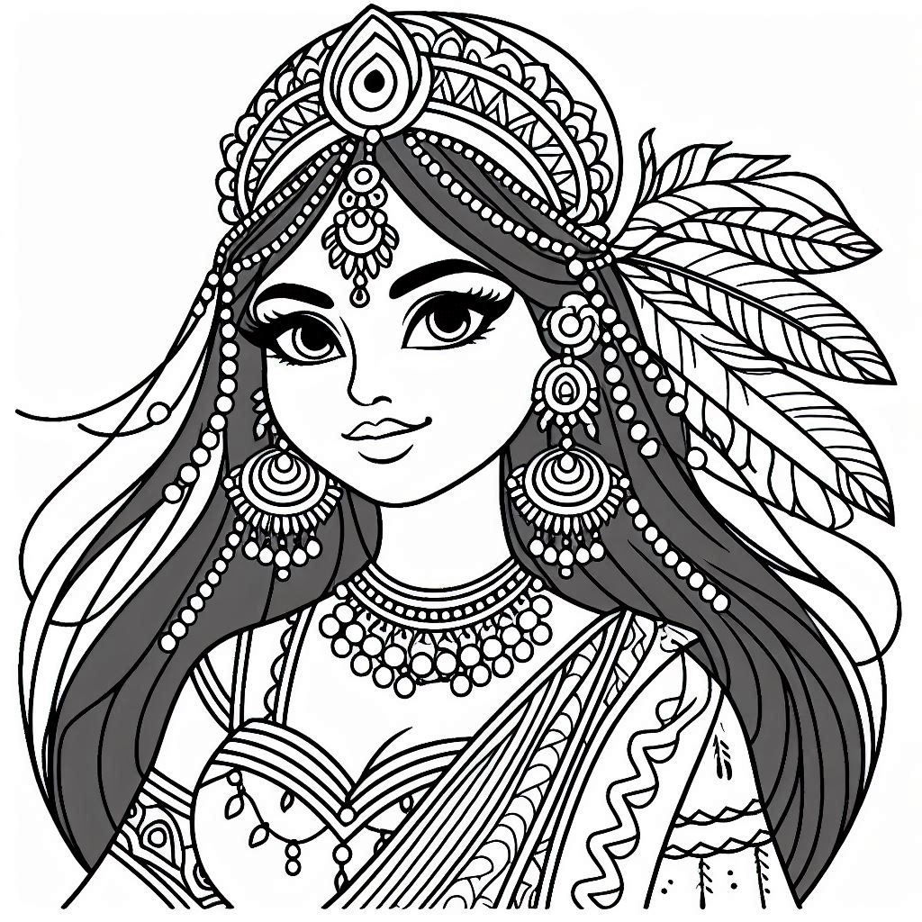 Indian Princess Coloring Free and Printable: