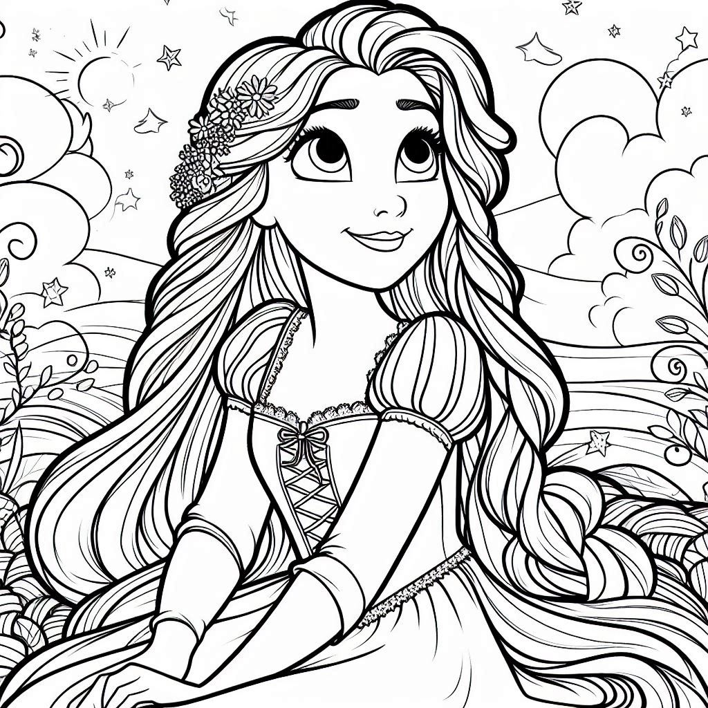 Disney Princess Rapunzel Coloring Free and Printable: