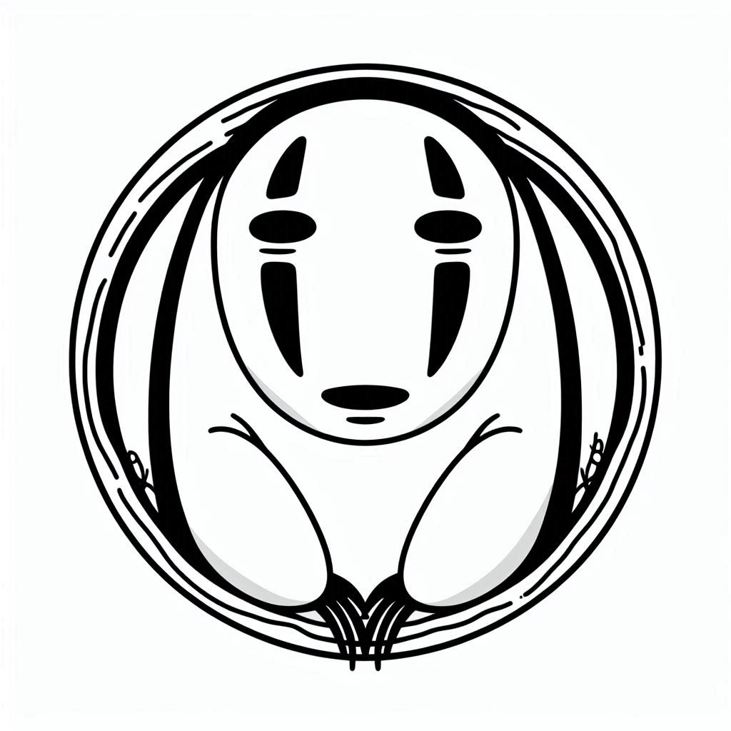 Spirited Away Ghibli No Face anime coloring page simple free printable