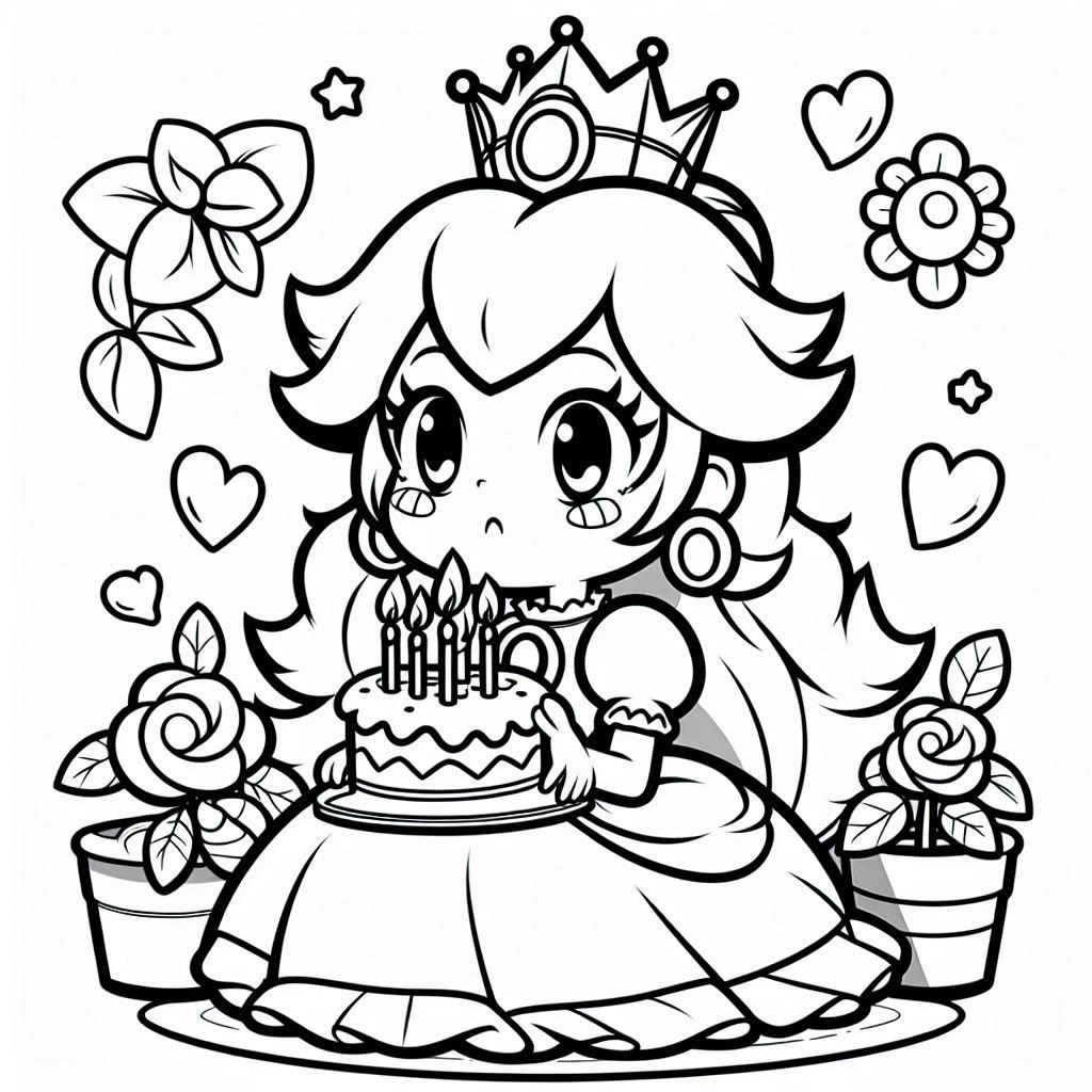 Princess Peach Coloring Free and Printable: