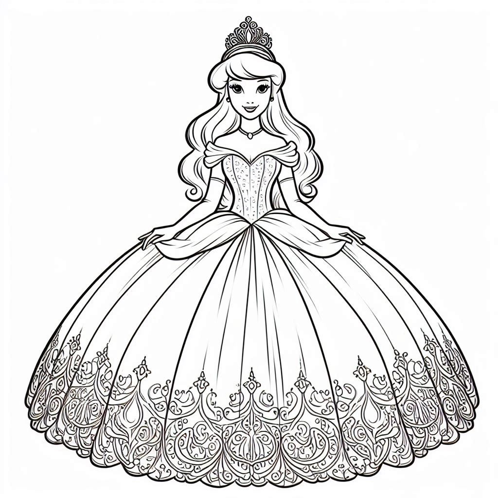 princess cinderella free printable disney simple crisp lines, rounded coloring page