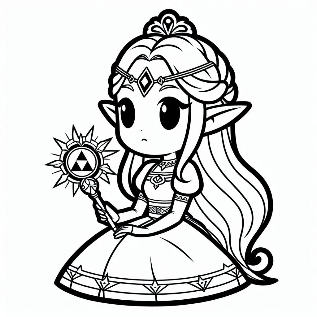 Princess Zelda Coloring Free and Printable: