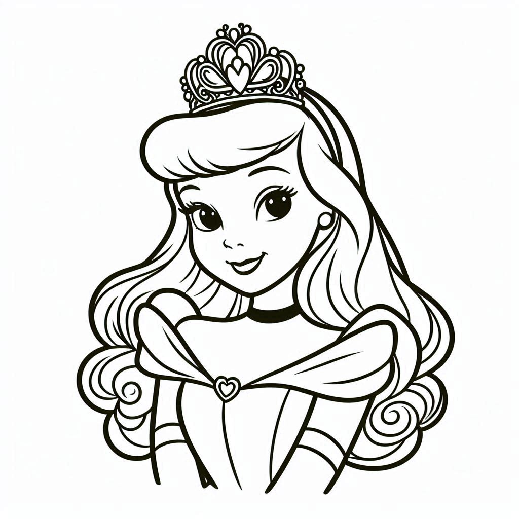 princess cinderella free printable disney simple crisp lines, rounded coloring page