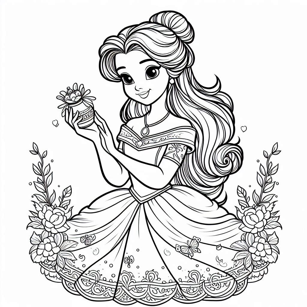 Disney Princess Belle Coloring Free and Printable: