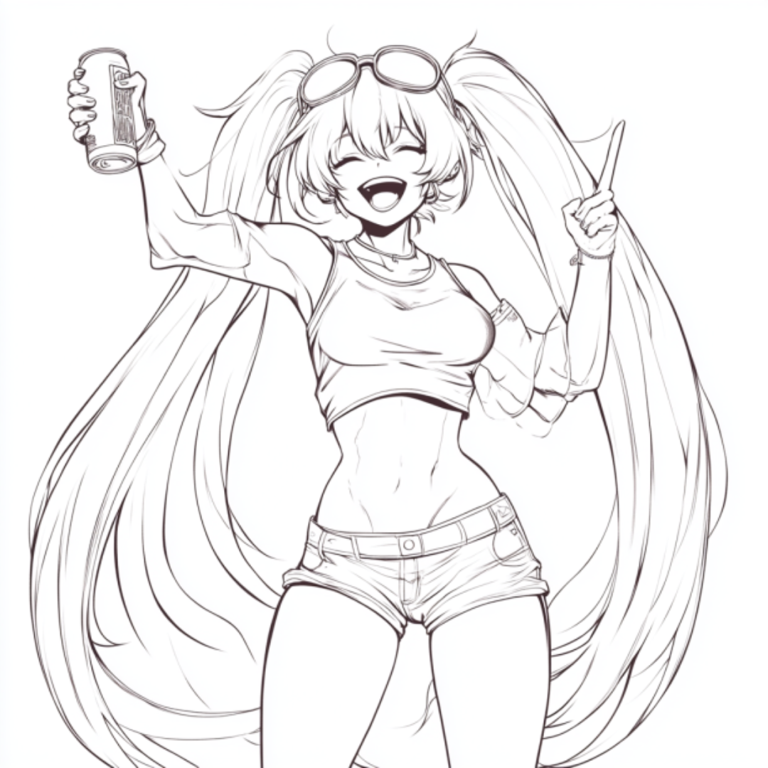 Brazilian Miku, anime character Hatsune Miku coloring page free printable