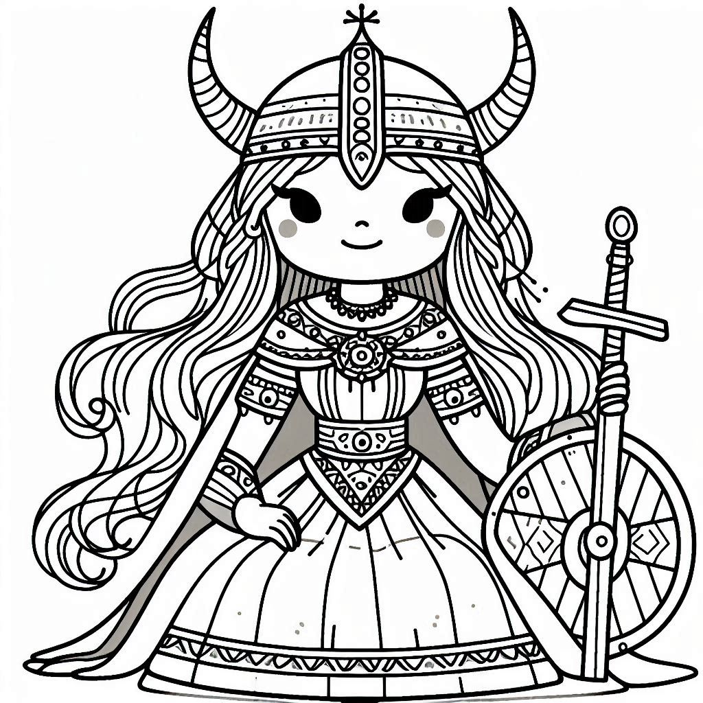 Viking Princess Coloring Free and Printable: