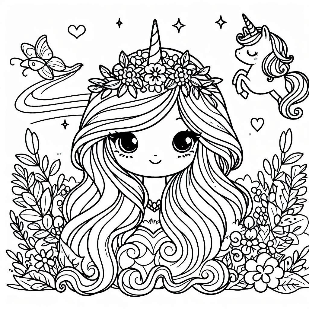 Unicorn Princess Coloring Pages free printable