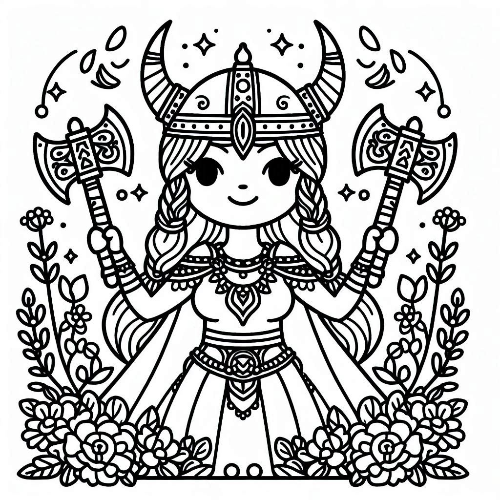 Viking Princess Coloring Free and Printable: