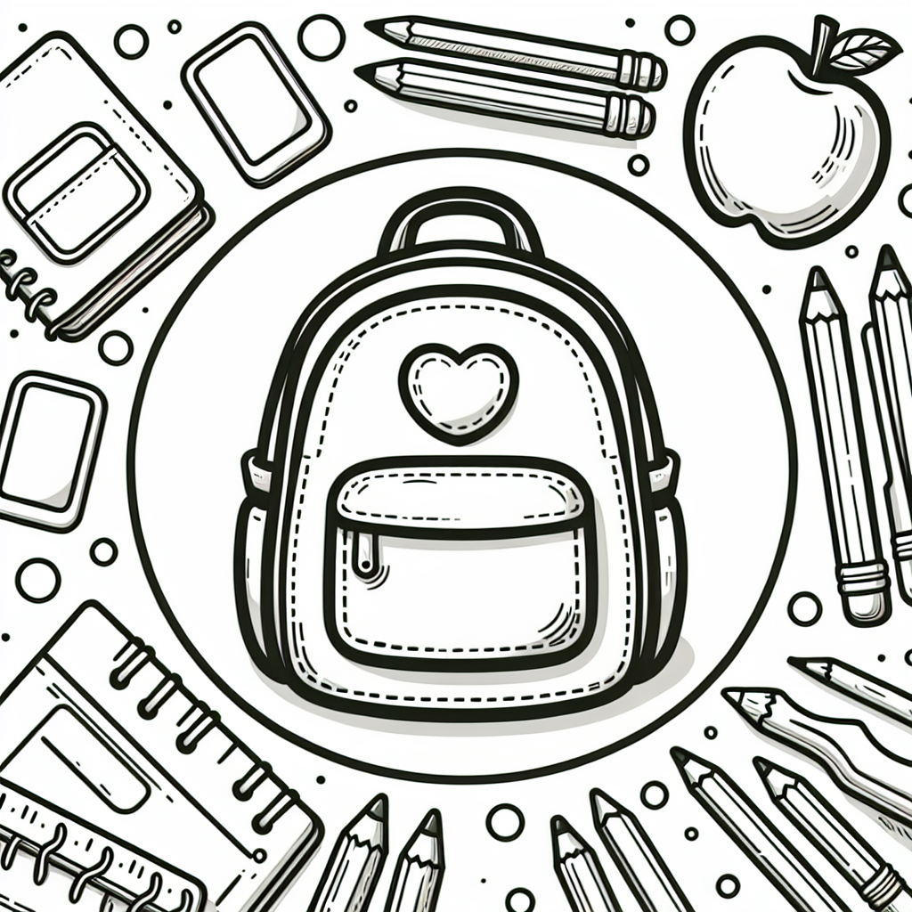 back to school coloring page simple, fall vibes