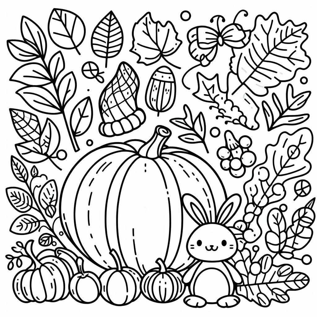 fall aesthetic coloring pages free printable, fall leaves, pumpkins, autumn trees