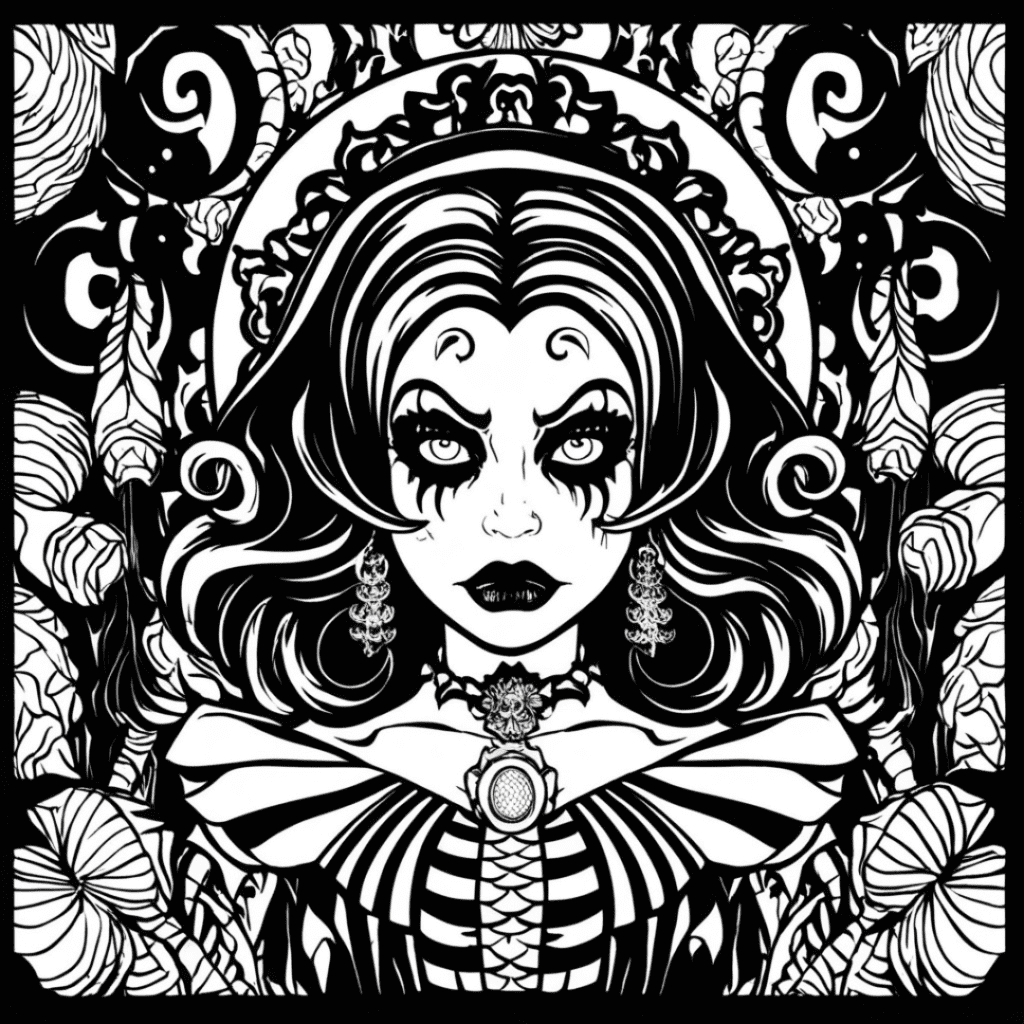 horror lady coloring page