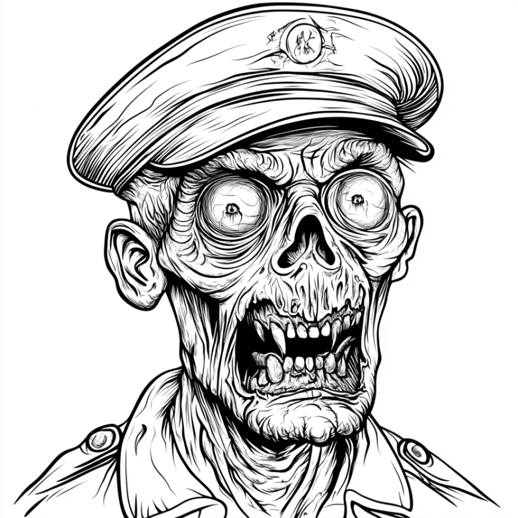 horror zombie coloring page