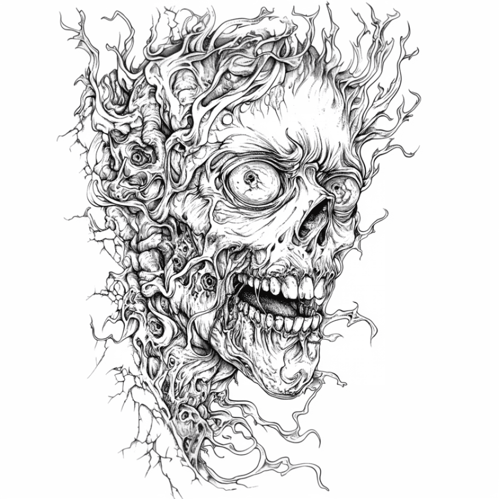 horror zombie coloring page