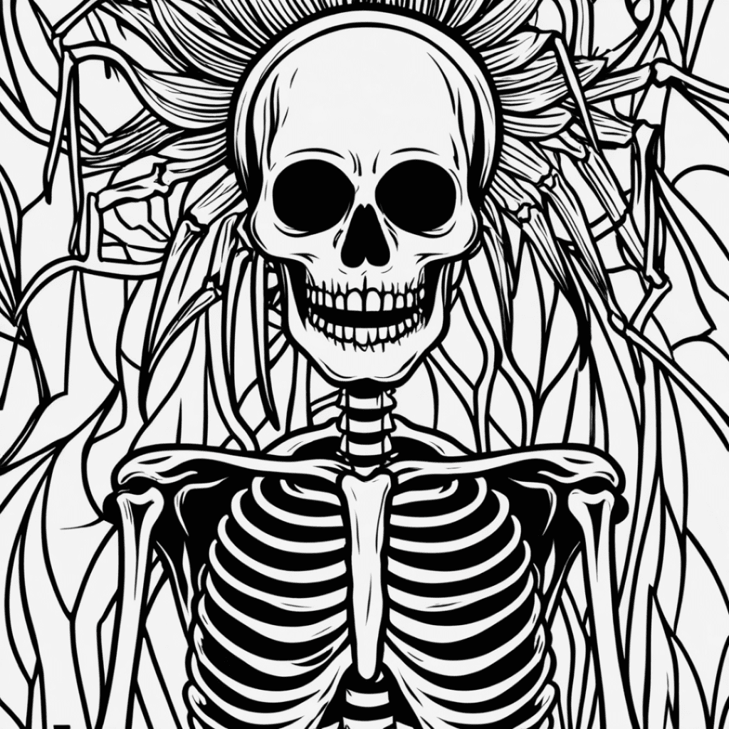 horror skeleton coloring page