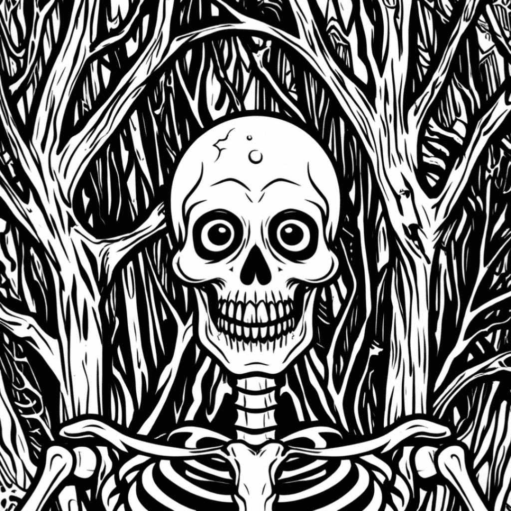 horror skeleton coloring page