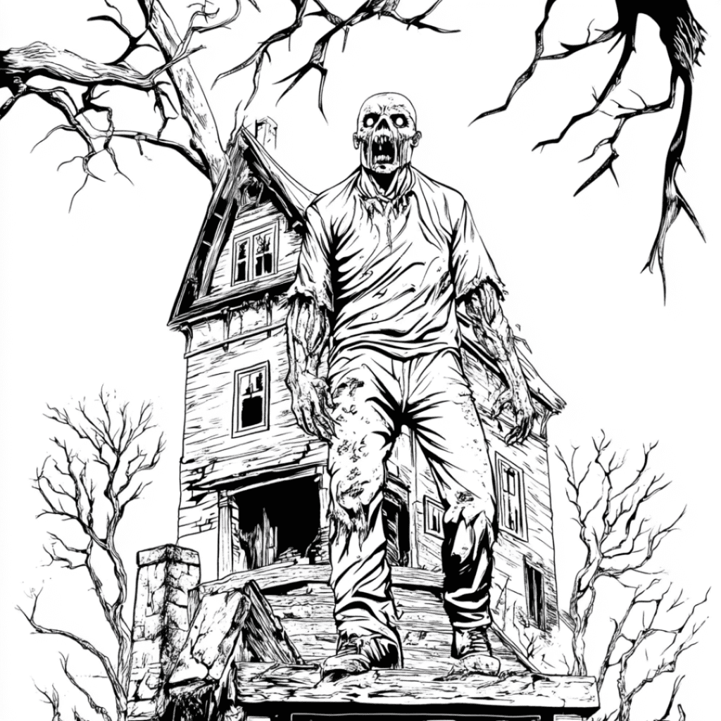 horror zombie coloring page