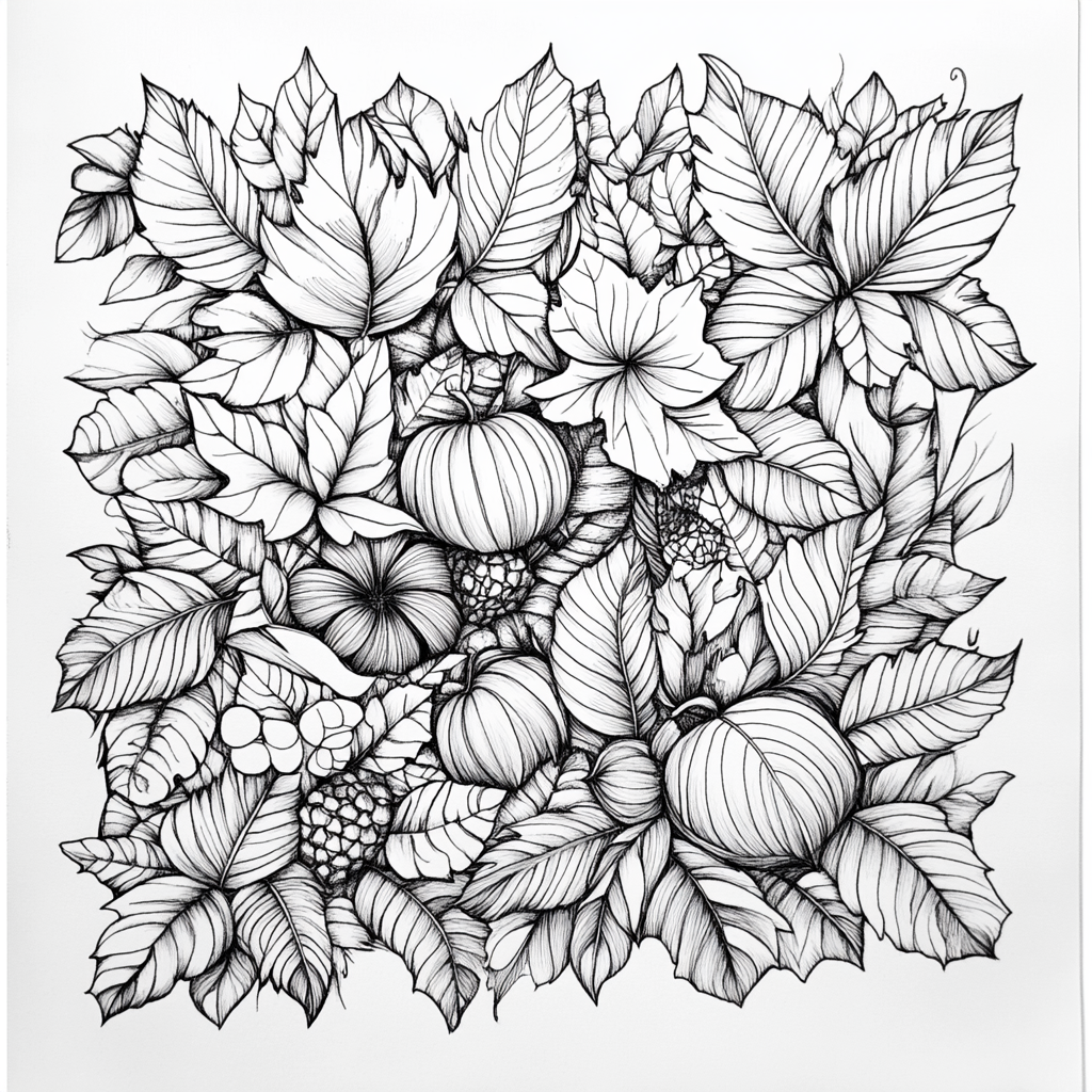 fall aesthetic coloring pages free printable, fall leaves, pumpkins, autumn trees