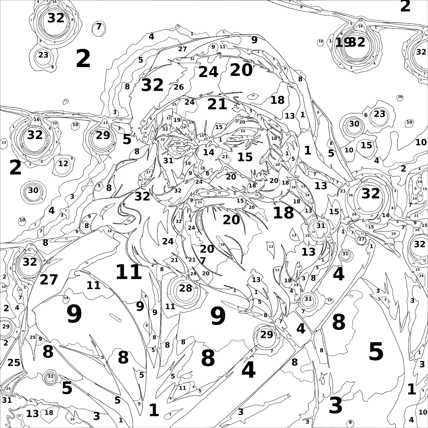 mad santa christmas color by number for adults printable