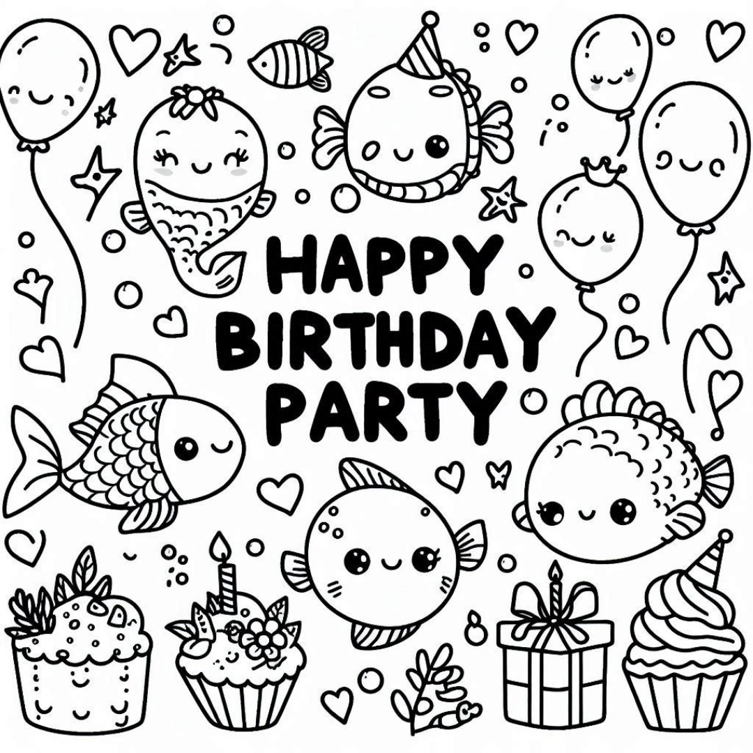 coloring pages printable birthday cards for brother fish​