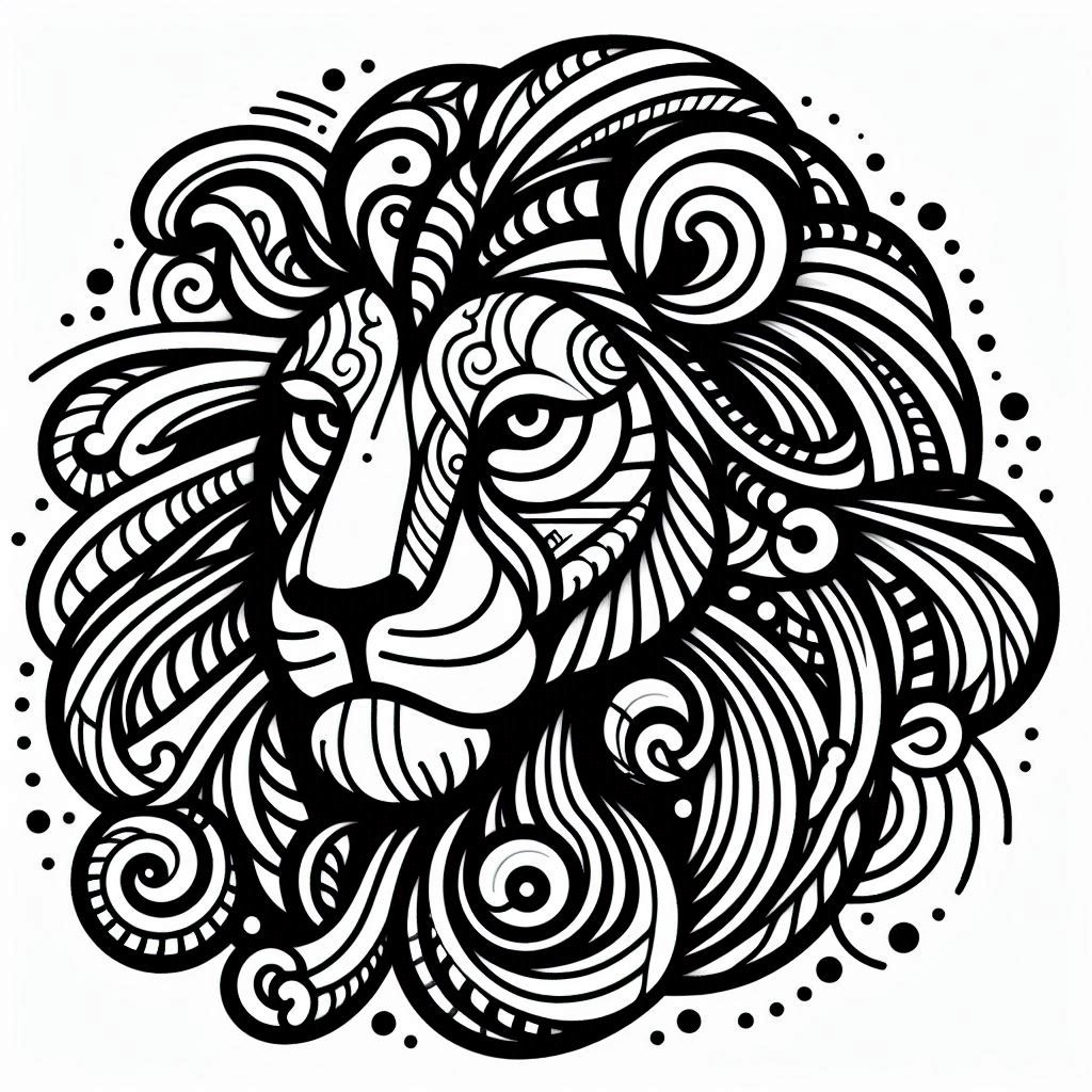 free coloring page absctract animals art - leo