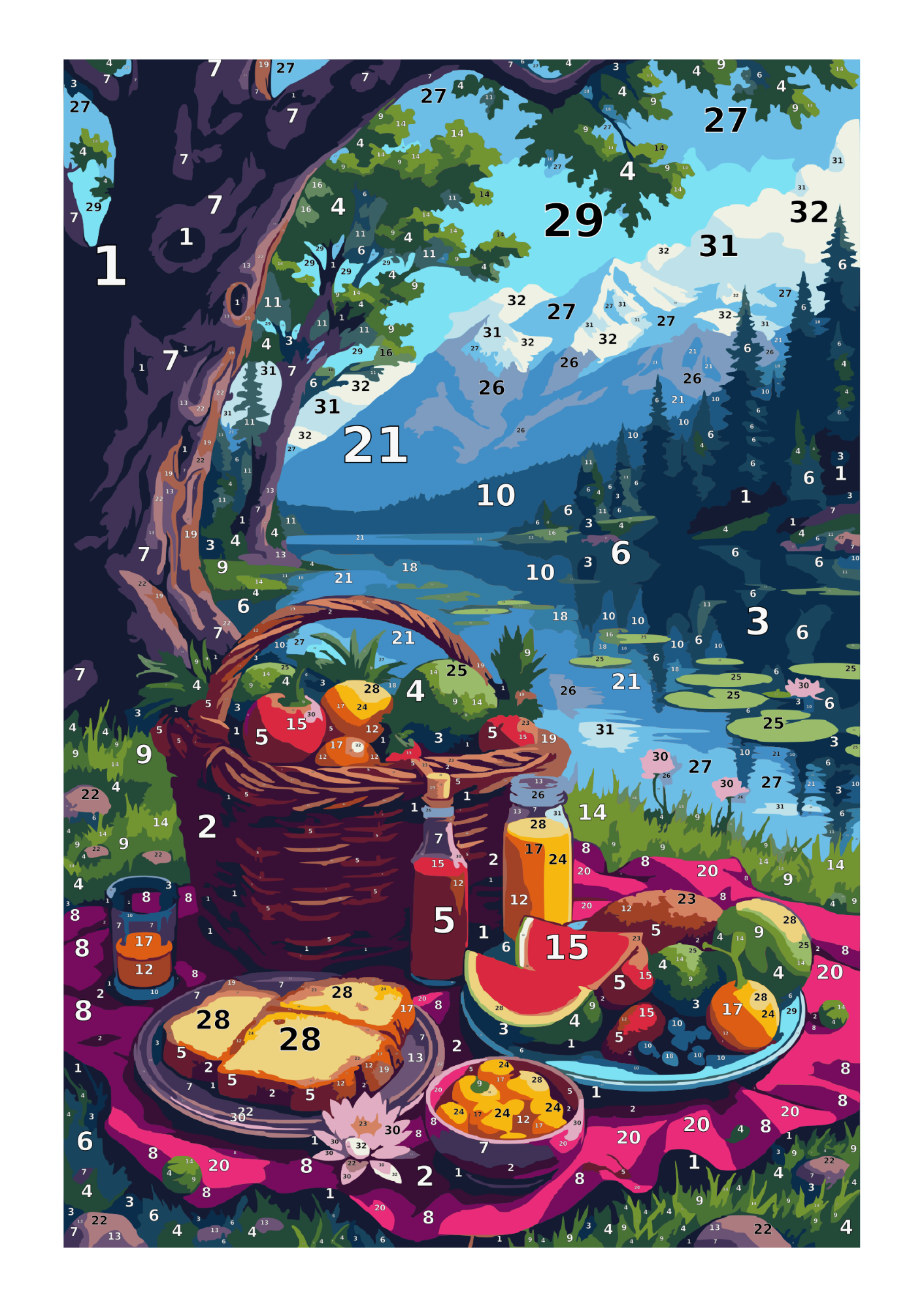 Summer color by number printable, color by number coloring pages, number coloring pages.