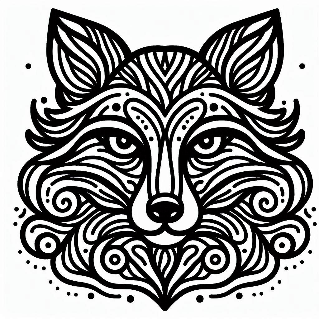 free coloring page absctract animals art - fox