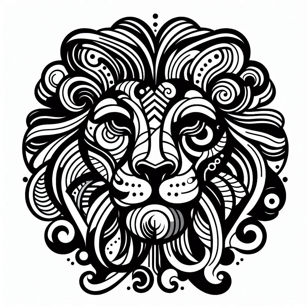 free coloring page absctract animals art - leo