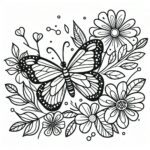 butterfly with flowers coloring pages​