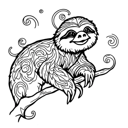 free coloring page absctract animals art - sloth