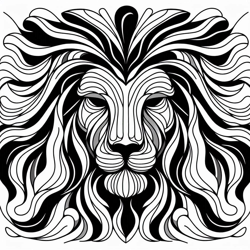 free coloring page absctract animals art - lion