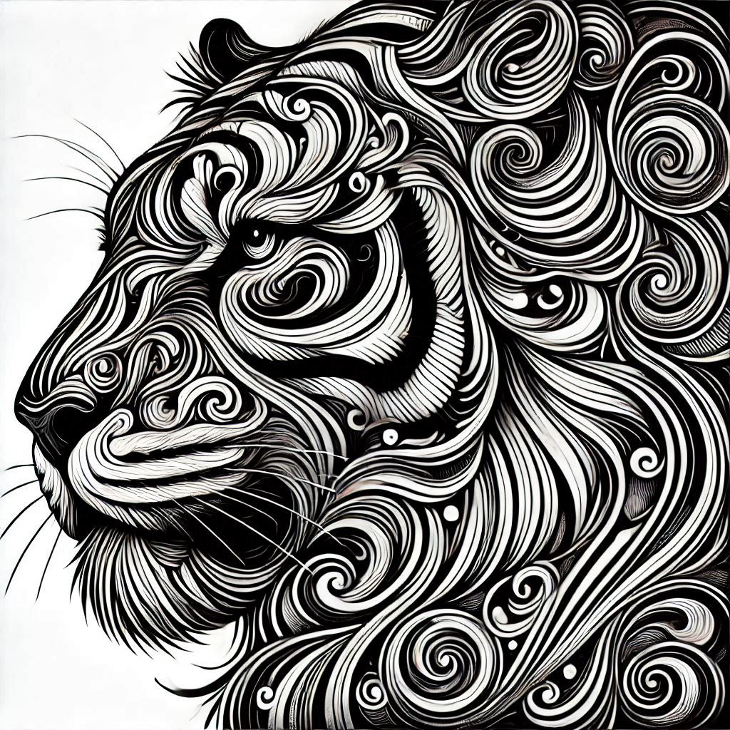 free coloring page absctract animals art - tiger