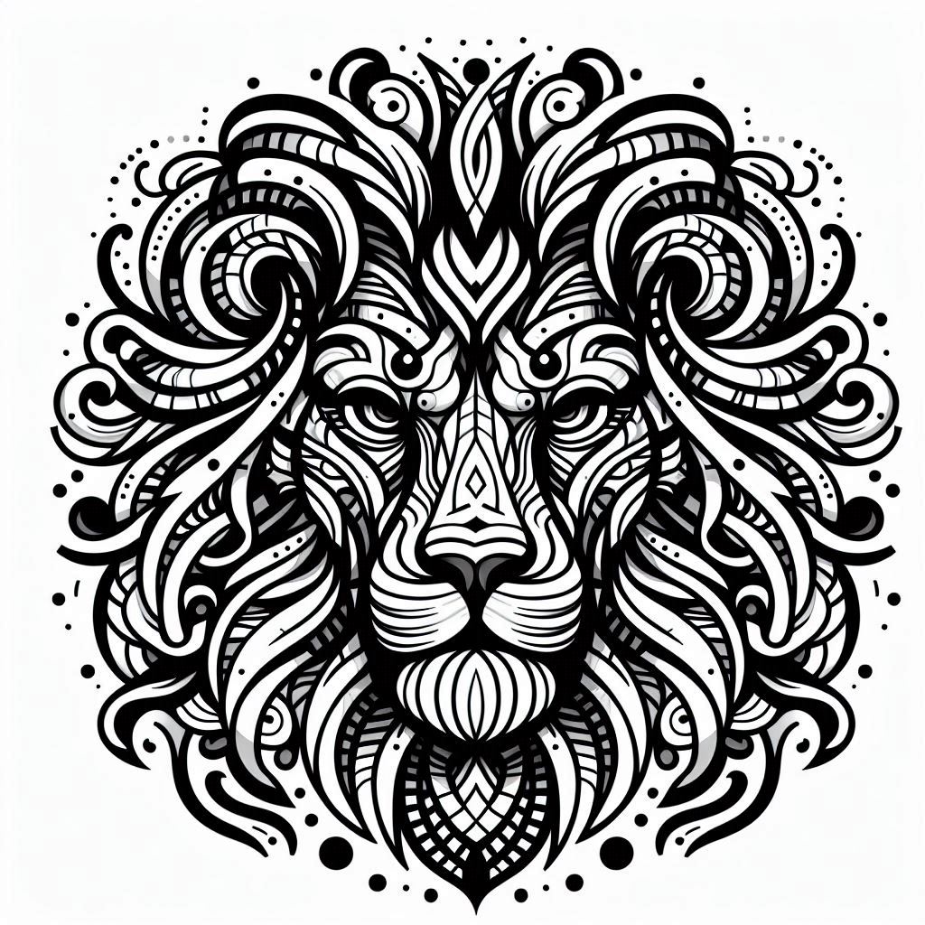 free coloring page absctract animals art - lion