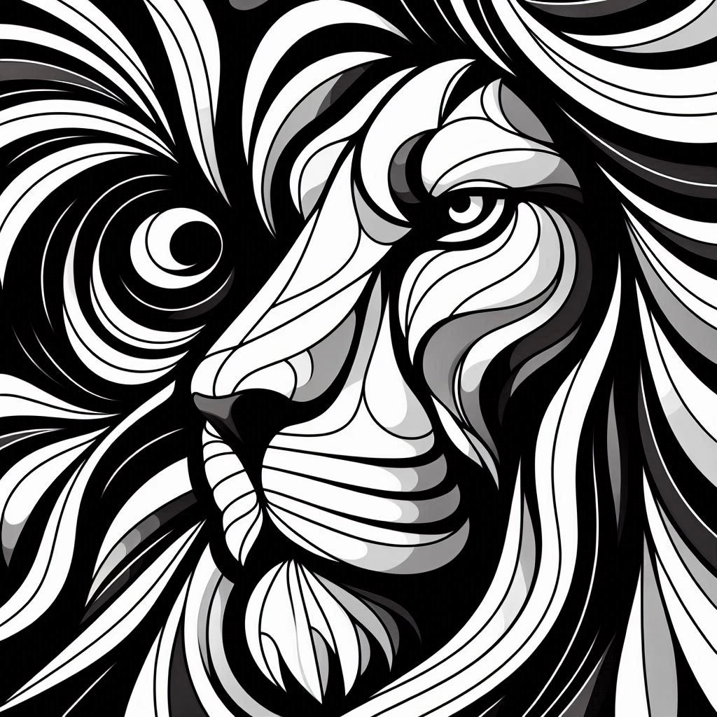 free coloring page absctract animals art - lion