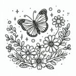 butterfly with flowers coloring pages​