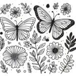 butterfly with flowers coloring pages​