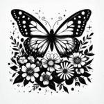 butterfly with flowers coloring pages​