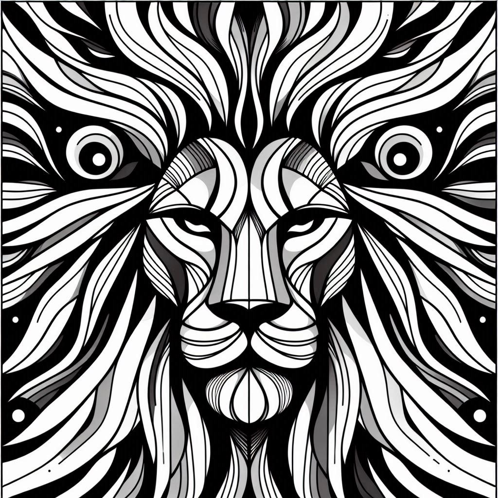 free coloring page absctract animals art - lion