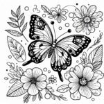 butterfly with flowers coloring pages​