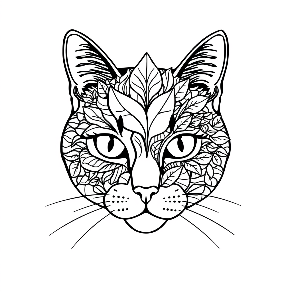 free coloring page absctract animals art - cat