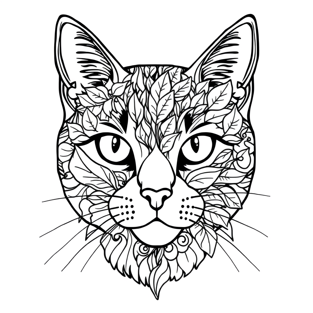 free coloring page absctract animals art - cat