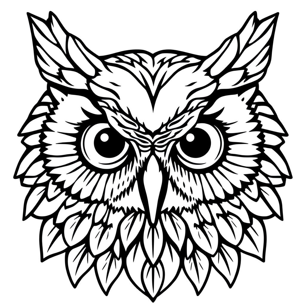 free coloring page absctract animals art - owl