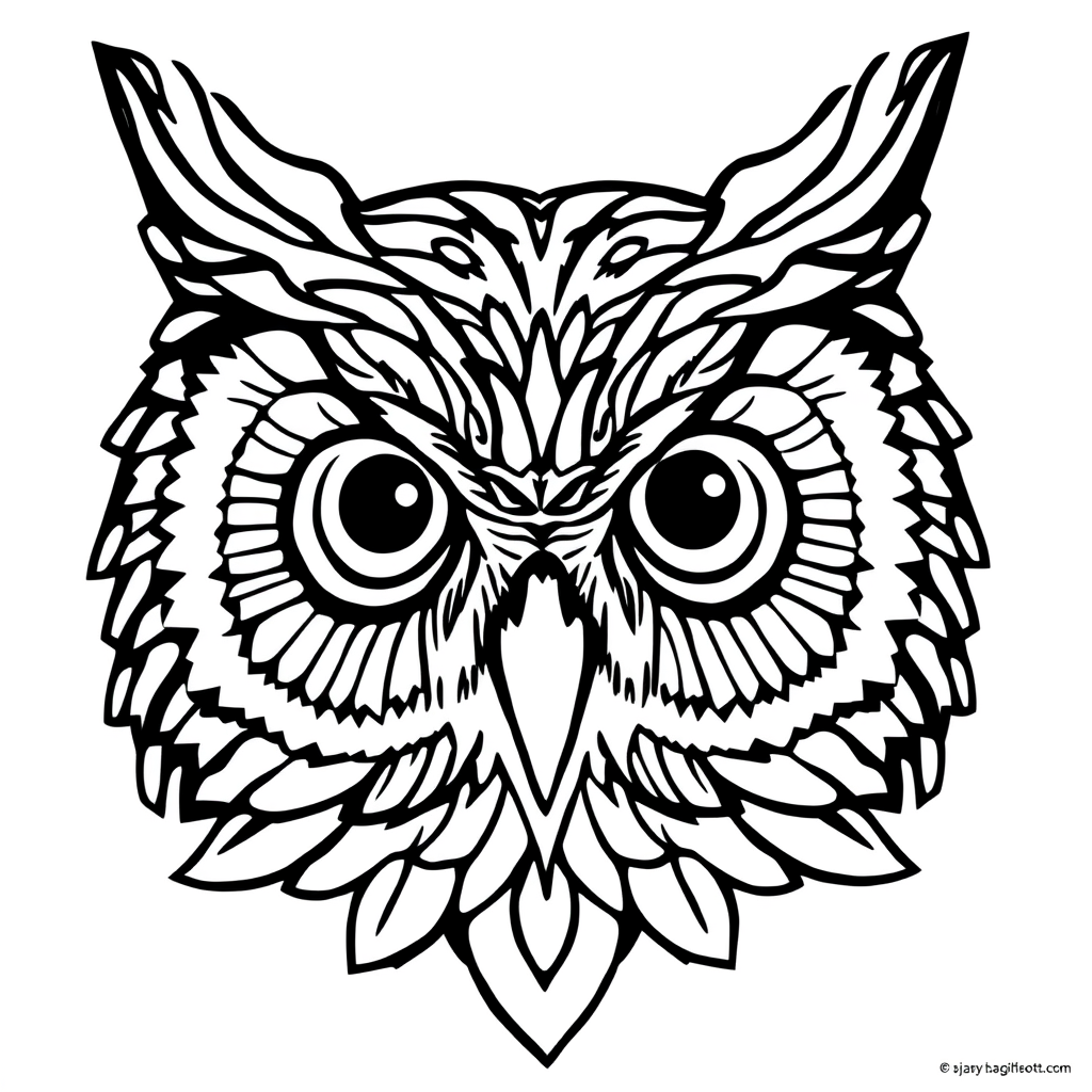 free coloring page absctract animals art - owl