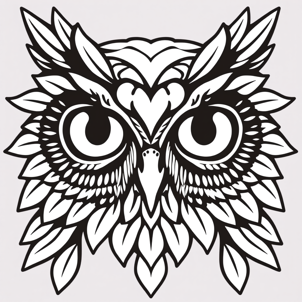 free coloring page absctract animals art - owl