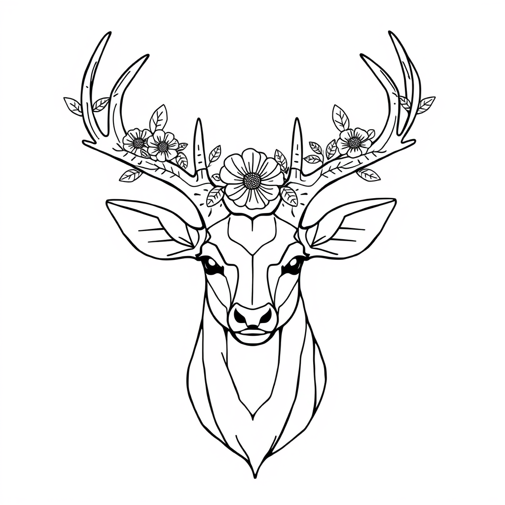 free coloring page absctract animals art - deer