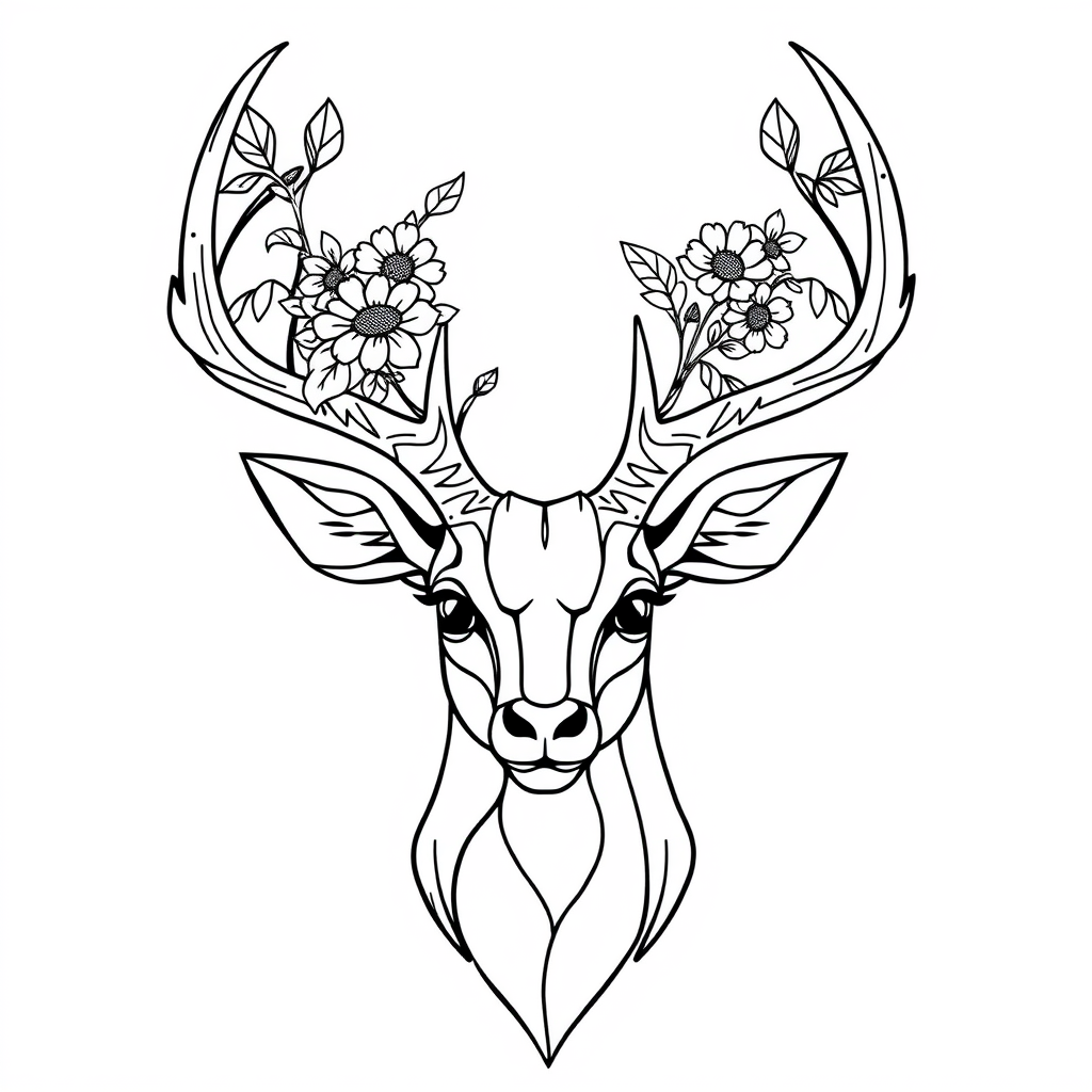 free coloring page absctract animals art - deer