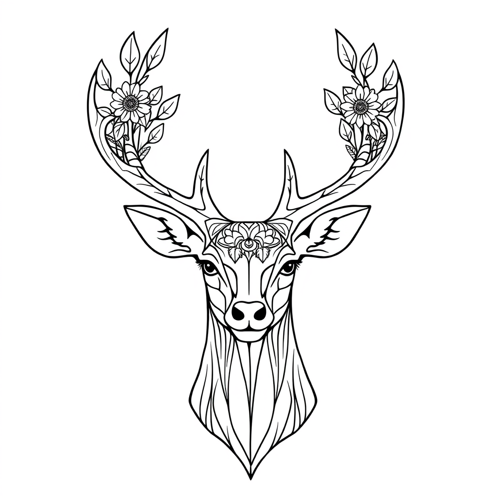 free coloring page absctract animals art - deer