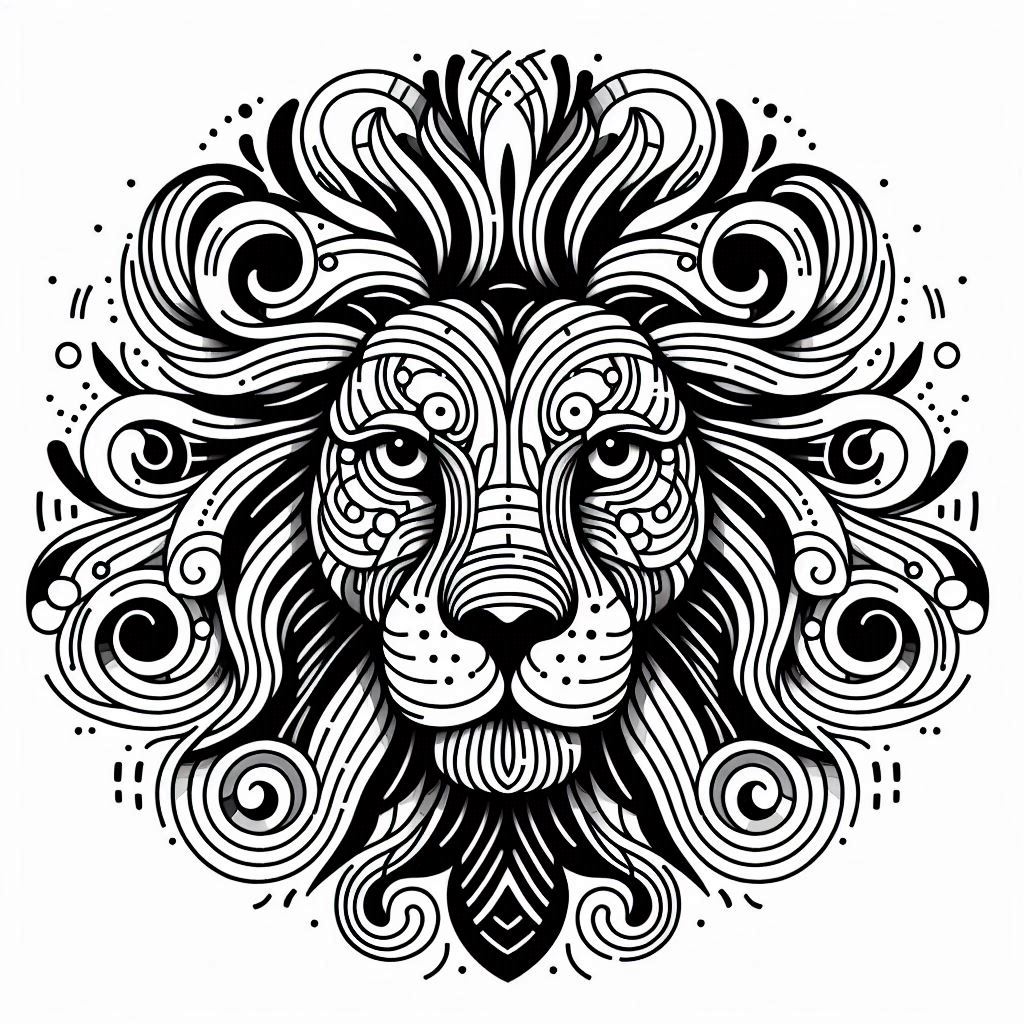 free coloring page absctract animals art - lion