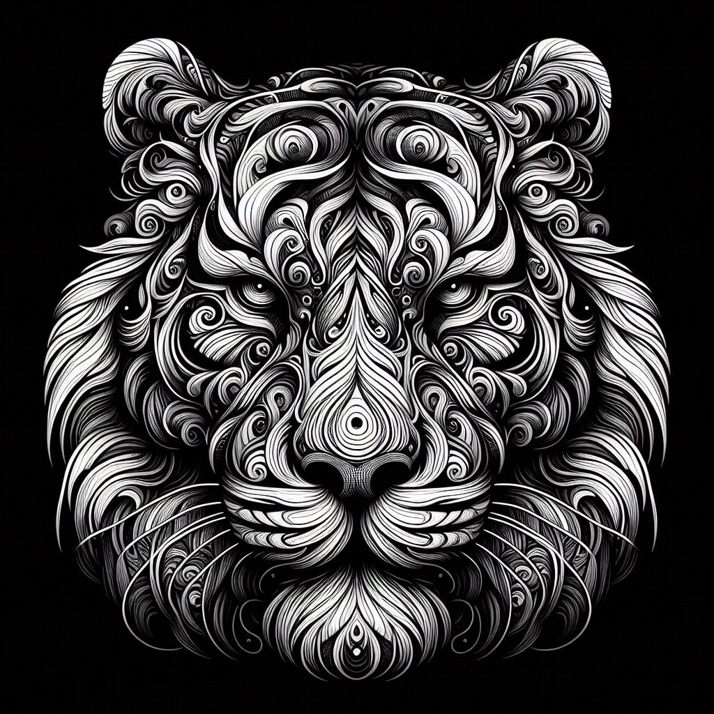 free coloring page absctract animals art - tiger