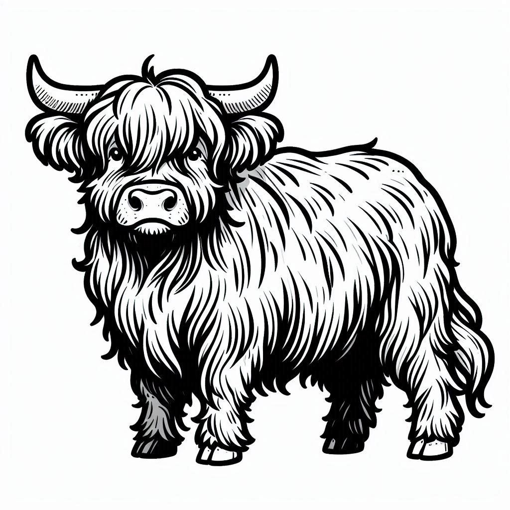 highland cow coloring page