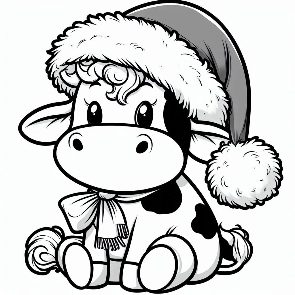 christmas cow coloring pages